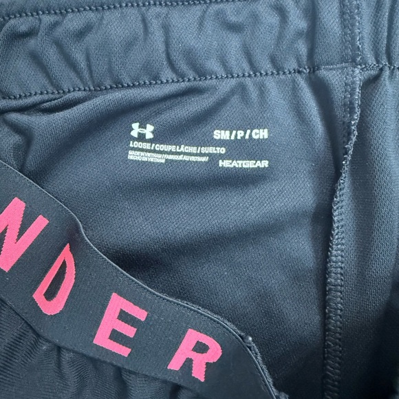 Under Armour Black and Pink Athletic Shorts with Elastic Waistband - Picture 5 of 5